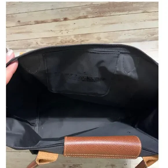 Longchamp Le Pliage Original Large Tote Bag Black L Nylon Leather Classy Trendy - Picture 3 of 6